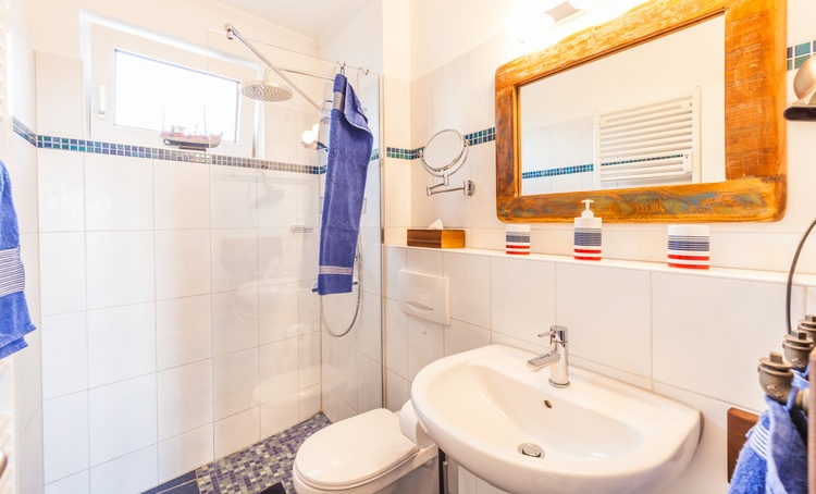 ebenerdiges Tageslichtbad mit Dusche