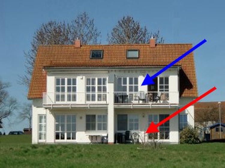 Großzüger Balkon mit Boddenblick