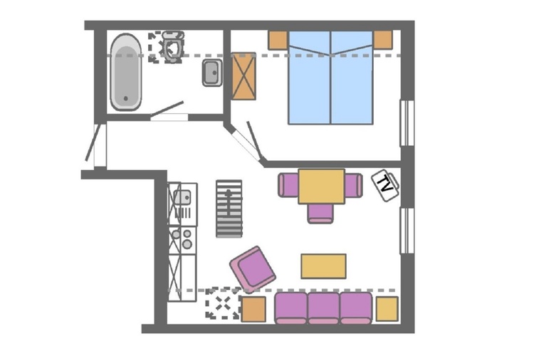 Ferienwohnung blau - Grundriß