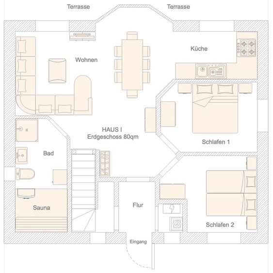 Grundriss EG – Ostsee- Ferienhaus I Grundriss EG – Ostsee- Ferienhaus I