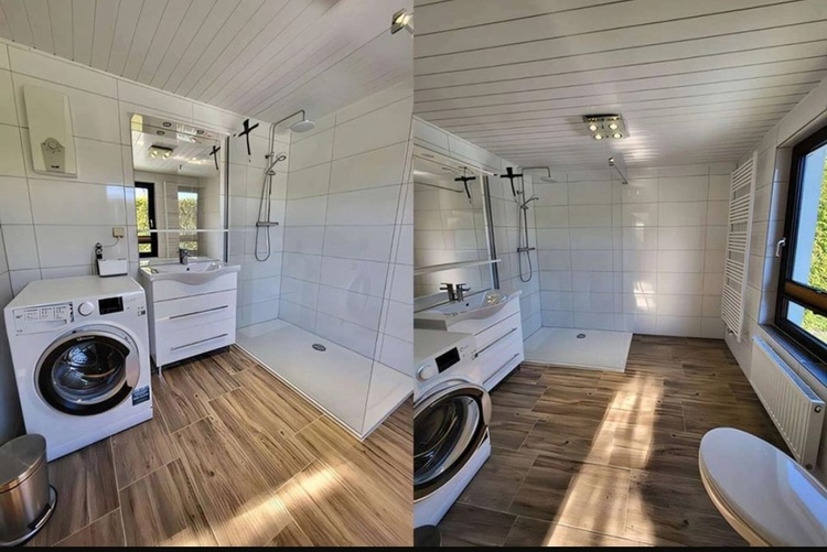 Bad mit Walk in Dusche + Waschmaschine Bad mit Walk in Dusche + Waschmaschine